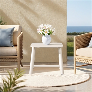 Pemberly Row 19.5&quot Square Outdoor Patio Side Table in Light Beige Gray