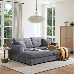 Pemberly Row 86&quot Oversized Double Chaise Lounge Sofa Bed in Carbon Gray