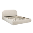 Pemberly Row Grounded Upholstered Platform Bed in Oatmeal Light Beige