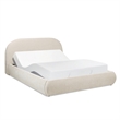 Pemberly Row Grounded Upholstered Platform Bed in Oatmeal Light Beige