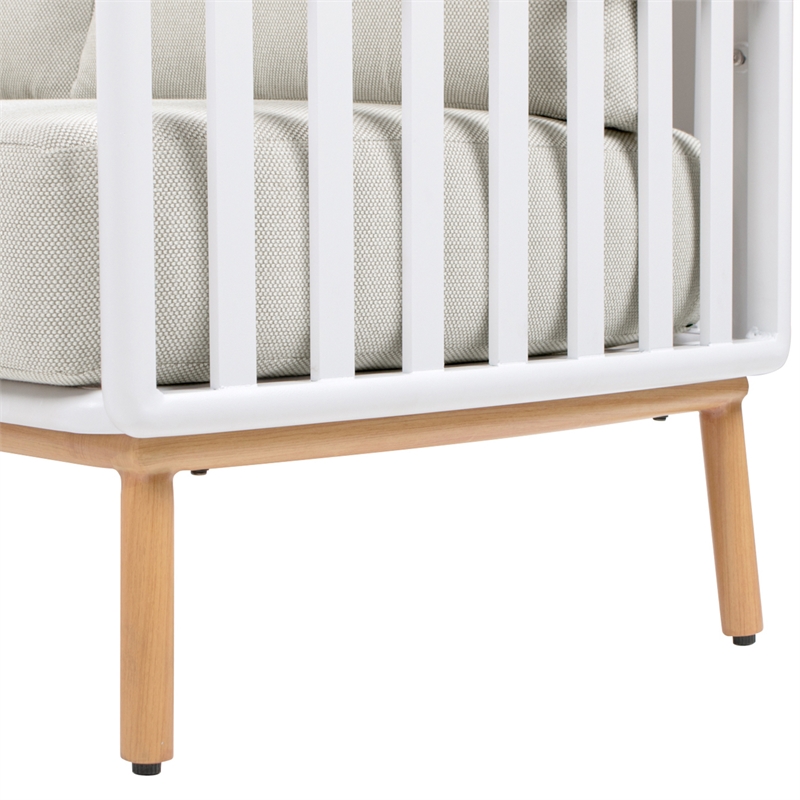 Pemberly Row 2-Piece Teak & Aluminum Outdoor Sofa & Table Patio Set in Sand Dune