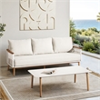 Pemberly Row 2-Piece Teak & Aluminum Outdoor Sofa & Table Patio Set in Sand Dune