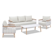 Pemberly Row 4-Piece Teak and Aluminum Patio Conversation Set in Sand Dune