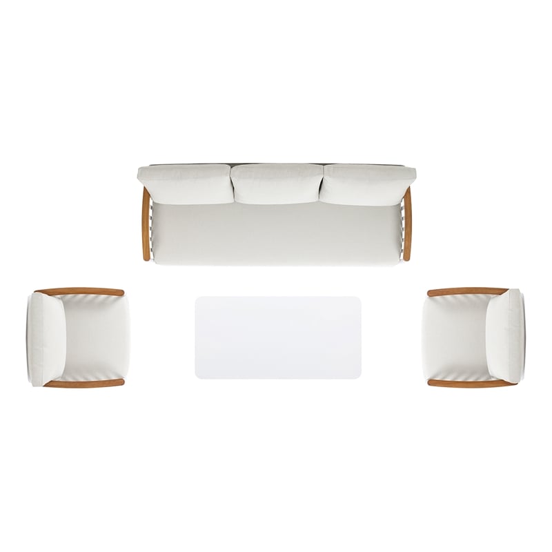 Pemberly Row 4-Piece Teak and Aluminum Patio Conversation Set in Sand Dune