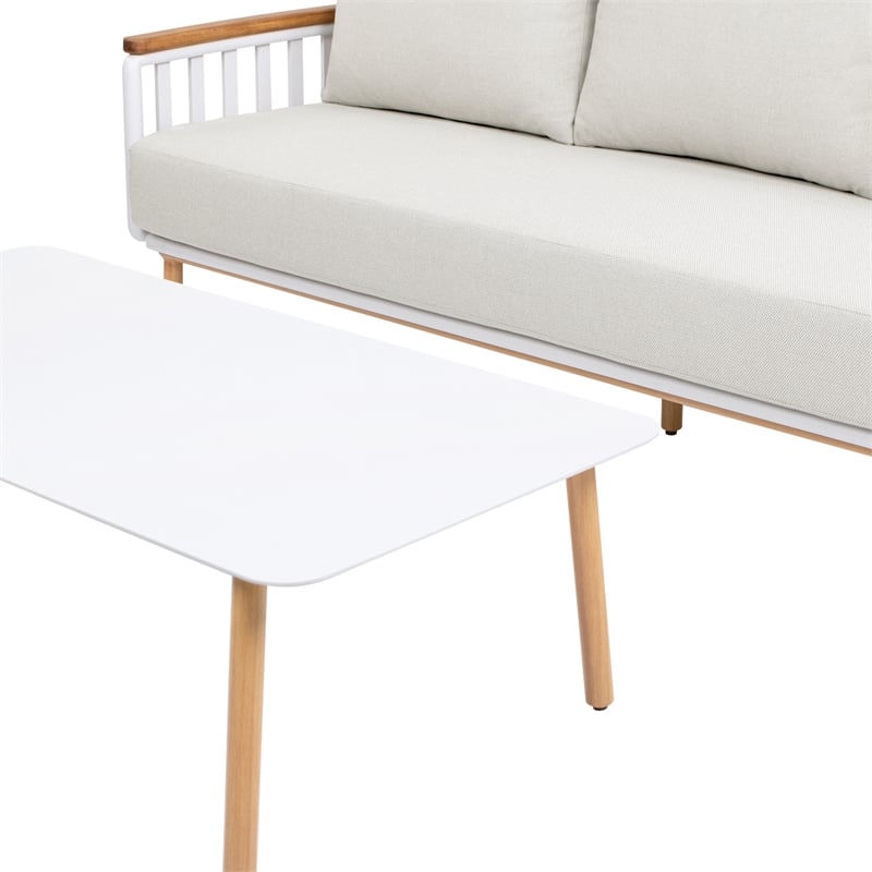 Pemberly Row 4-Piece Teak and Aluminum Patio Conversation Set in Sand Dune