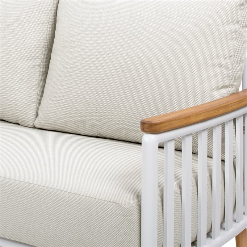 Pemberly Row 4-Piece Teak and Aluminum Patio Conversation Set in Sand Dune