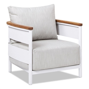 Pemberly Row 29&quot Teak and Aluminum Patio Arm Chair Set of 2 in Gray