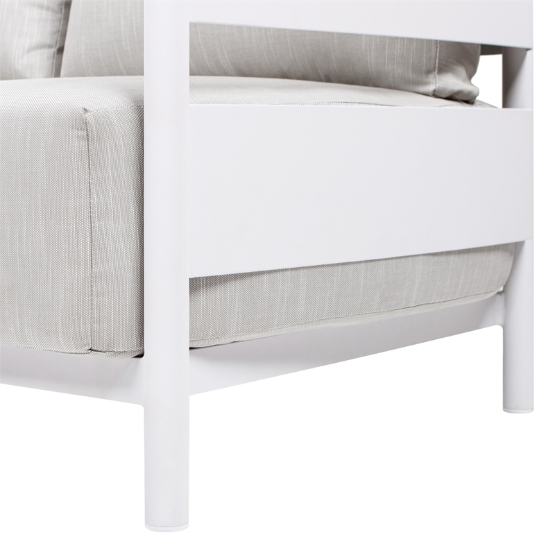 Pemberly Row 2-Piece Teak and Aluminum Outdoor Sofa and Table Patio Set in Gray