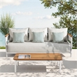 Pemberly Row 2-Piece Teak and Aluminum Outdoor Sofa and Table Patio Set in Gray