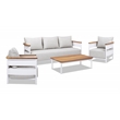 Pemberly Row 4-Piece Teak and Aluminum Outdoor Patio Conversation Set in Gray