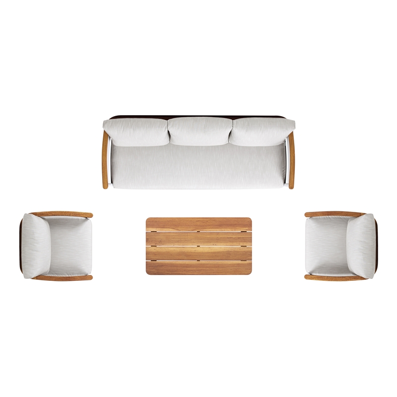 Pemberly Row 4-Piece Teak and Aluminum Outdoor Patio Conversation Set in Gray