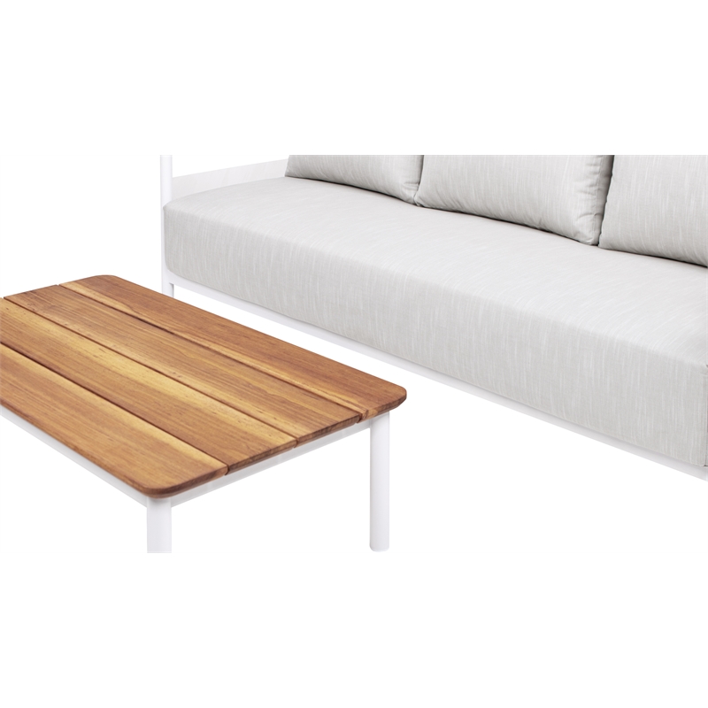 Pemberly Row 4-Piece Teak and Aluminum Outdoor Patio Conversation Set in Gray