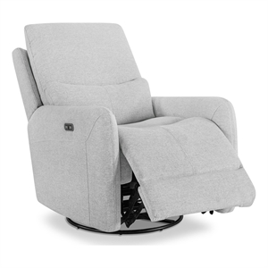 Pemberly Row 30&quot Swivel Power Recliner Arm Chair in Heathered Light Gray
