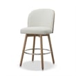 Pemberly Row Upholstered Swivel Counter Stool Set of 2 in Off White Boucle