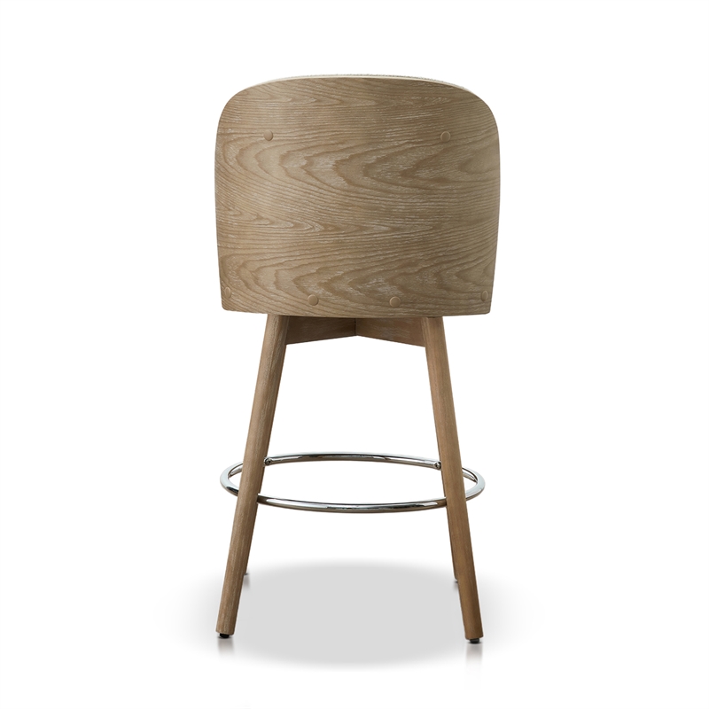 Pemberly Row Upholstered Swivel Counter Stool Set of 2 in Off White Boucle