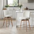Pemberly Row Upholstered Swivel Counter Stool Set of 2 in Off White Boucle