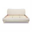 Pemberly Row King Curved Headboard Upholstered Platform Bed in Beige Chenille