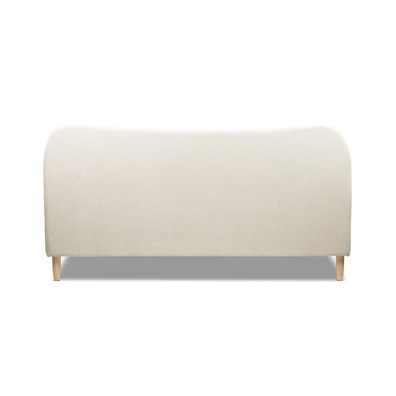 Pemberly Row King Curved Headboard Upholstered Platform Bed in Beige Chenille