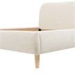 Pemberly Row King Curved Headboard Upholstered Platform Bed in Beige Chenille