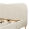 Pemberly Row Queen Curved Headboard Upholstered Platform Bed in Beige Chenille