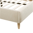 Pemberly Row Queen Curved Headboard Upholstered Platform Bed in Beige Chenille