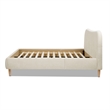 Pemberly Row Queen Curved Headboard Upholstered Platform Bed in Beige Chenille