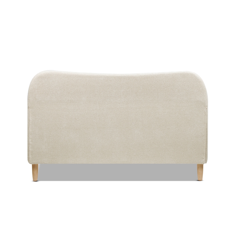 Pemberly Row Queen Curved Headboard Upholstered Platform Bed in Beige Chenille