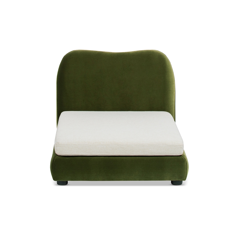 Pemberly Row Upholstered Small to Medium Pet Bed in Olive Green Velvet