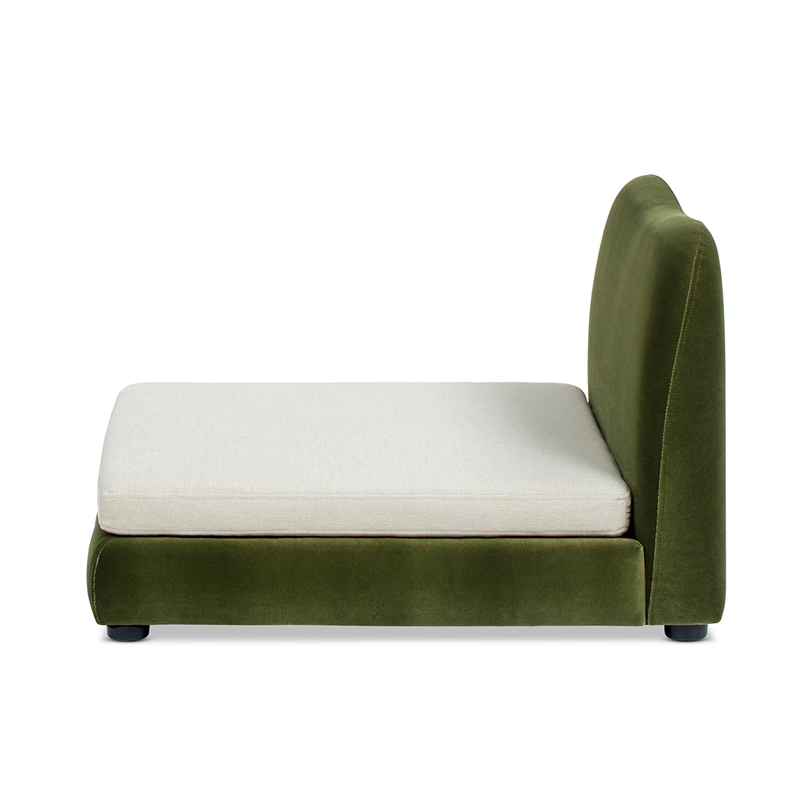Pemberly Row Upholstered Small to Medium Pet Bed in Olive Green Velvet