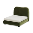 Pemberly Row Upholstered Small to Medium Pet Bed in Olive Green Velvet