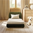 Pemberly Row Upholstered Small to Medium Pet Bed in Olive Green Velvet
