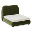 Pemberly Row Upholstered Small to Medium Pet Bed in Olive Green Velvet