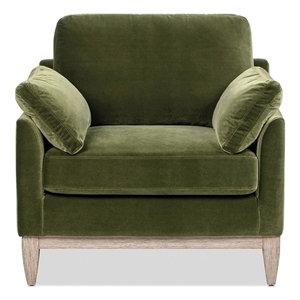 Pemberly Row 36&quot Farmhouse Accent Arm Chair in Olive Green Performance Velvet