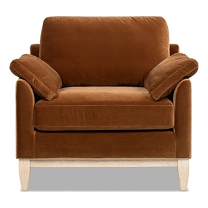 Pemberly Row 36&quot Farmhouse Accent Arm Chair in Burnt Orange Velvet