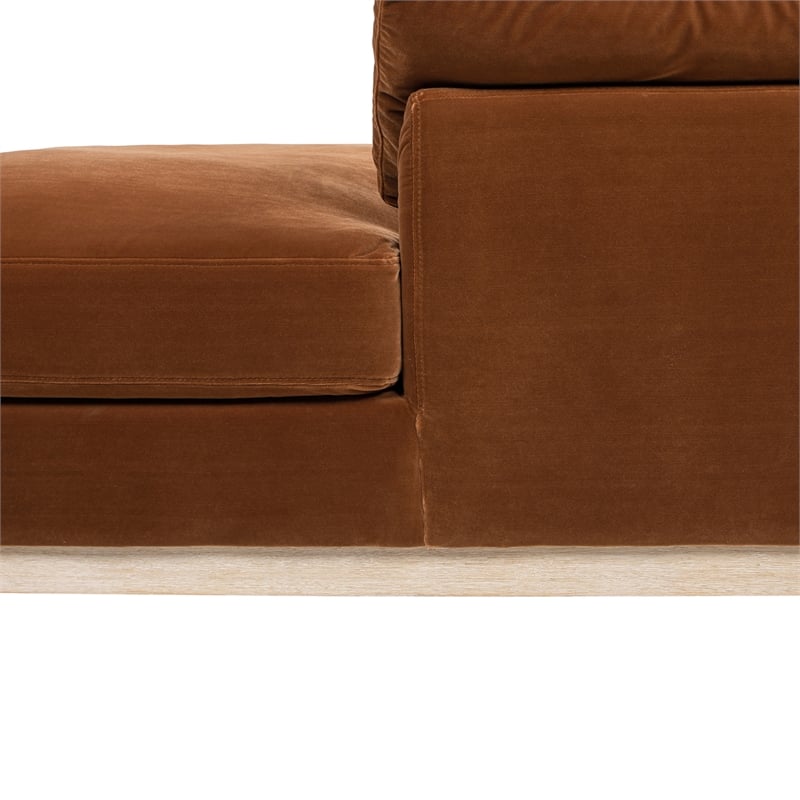 Pemberly Row Farmhouse Chaise Lounge Chair in Burnt Orange Performance Velvet