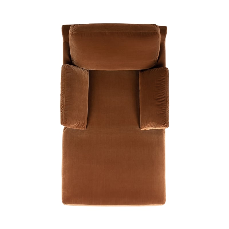 Pemberly Row Farmhouse Chaise Lounge Chair in Burnt Orange Performance Velvet