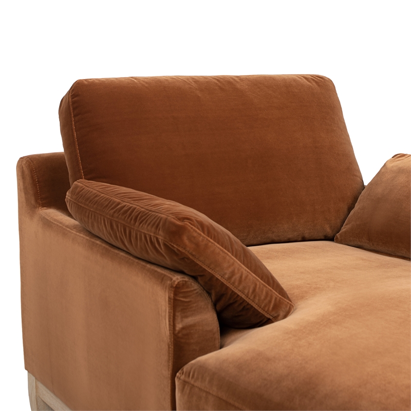 Pemberly Row Farmhouse Chaise Lounge Chair in Burnt Orange Performance Velvet