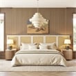Pemberly Row Extended Headboard Cane Platform Bed in Antique White