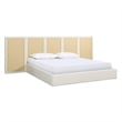 Pemberly Row Extended Headboard Cane Platform Bed in Antique White