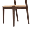 Pemberly Row Contemporary Woven Seat Oak Wood Dining Chair in Dark Brown