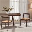 Pemberly Row Contemporary Woven Seat Oak Wood Dining Chair in Dark Brown
