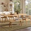 Pemberly Row Woven Seat Oak Wood Dining Chair in Natural Brown