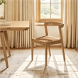 Pemberly Row Woven Seat Oak Wood Dining Chair in Natural Brown