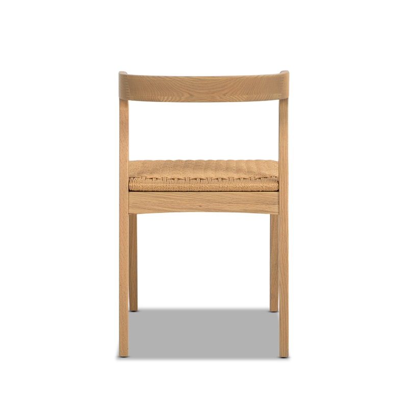 Pemberly Row Woven Seat Oak Wood Dining Chair in Natural Brown