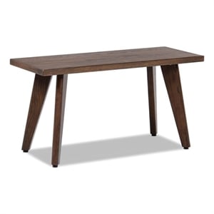 Pemberly Row Contemporary 35.5&quot Solid Red Oak Wood Bench in Dark Brown
