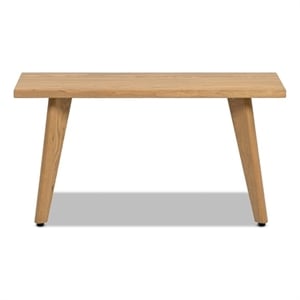 Pemberly Row 35.5&quot Solid Red Oak Wood Bench in Natural Brown