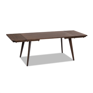 Pemberly Row 59-90.5&quot Solid Oak 6-8 Seat Extendable Dining Table in Dark Brown