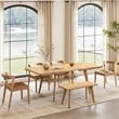 Pemberly Row Solid Oak 6-Piece Extendable Dining Set in Natural Brown