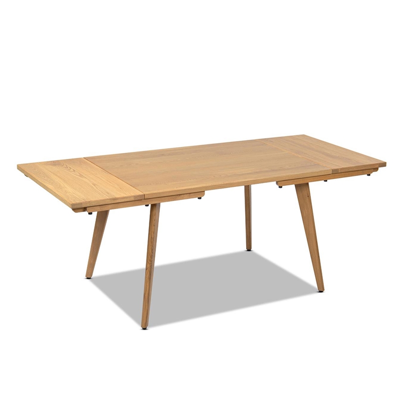 Pemberly Row Solid Oak 6-Piece Extendable Dining Set in Natural Brown