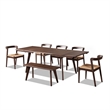 Pemberly Row Solid Oak 7-Piece Extendable Dining Set in Dark Brown
